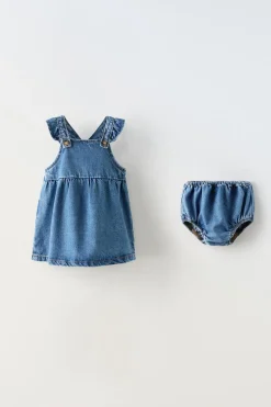Niños ZARA 6 - 18 Meses·Conjuntos|6 - 18 Meses·Vestidos / Monos<PICHI DENIM VOLANTES