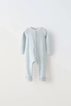 Niños ZARA 0 - 6 Meses·Homewear|6 - 18 Meses·Ropa Interior / Pijamas<PIJAMA ENTERO PIE CONVERTIBLE RAYAS