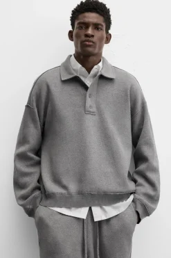 Clearance POLO PUNTO COSTURAS IRREGULARES Hombre Jerséis / Chaquetas|Polos