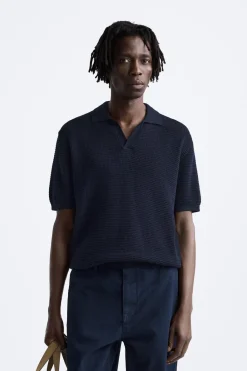 Fashion POLO PUNTO ESTRUCTURA CUADRILLÉ Hombre Jerséis / Chaquetas|Polos