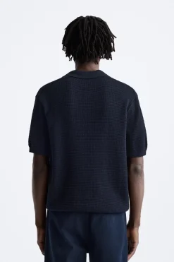 Fashion POLO PUNTO ESTRUCTURA CUADRILLÉ Hombre Jerséis / Chaquetas|Polos