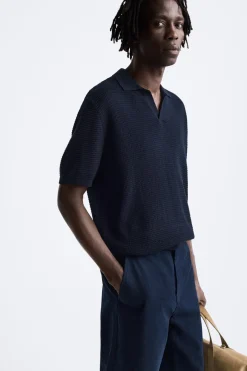 Fashion POLO PUNTO ESTRUCTURA CUADRILLÉ Hombre Jerséis / Chaquetas|Polos