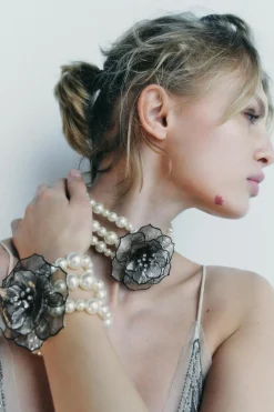 Discount PULSERA PERLAS FLOR BRILLOS Mujer Accesorios / Bisuteria