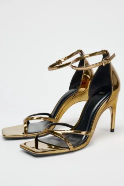 Fashion SANDALIA METALIZADA TACÓN OVALADO Mujer Zapatos