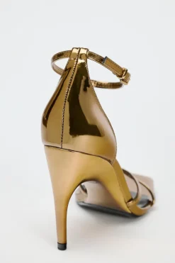 Fashion SANDALIA METALIZADA TACÓN OVALADO Mujer Zapatos