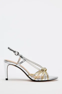 Outlet SANDALIA METALIZADA TIRAS NUDO Mujer Zapatos