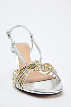 Outlet SANDALIA METALIZADA TIRAS NUDO Mujer Zapatos