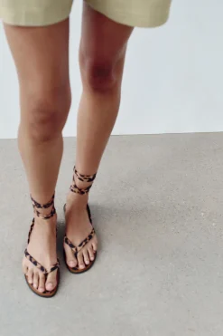 New SANDALIA PLANA ESTAMPADO ANIMAL Mujer Zapatos