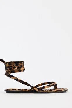 New SANDALIA PLANA ESTAMPADO ANIMAL Mujer Zapatos