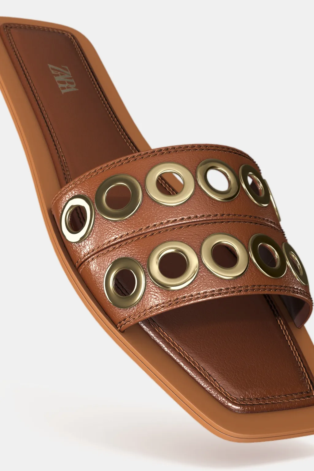 Clearance SANDALIA PLANA PIEL APLIQUES METÁLICOS Mujer Zapatos