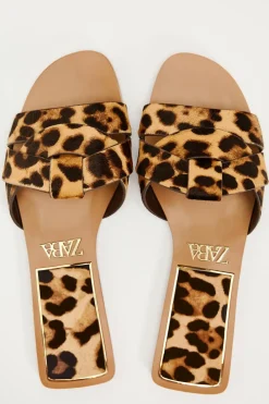 Online SANDALIA PLANA PIEL ESTAMPADO ANIMAL Mujer Zapatos