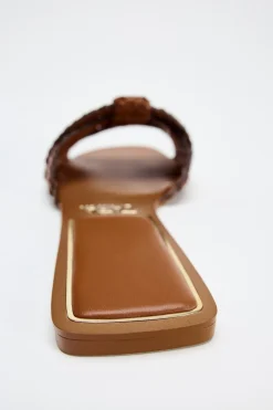 Fashion SANDALIA PLANA PIEL TRENZADA Mujer Zapatos