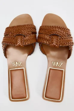 Fashion SANDALIA PLANA PIEL TRENZADA Mujer Zapatos