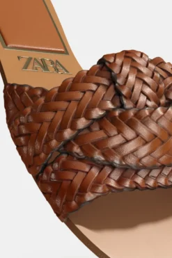 Fashion SANDALIA PLANA PIEL TRENZADA Mujer Zapatos