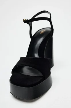 Best SANDALIA PLATAFORMA EFECTO TERCIOPELO Mujer Zapatos