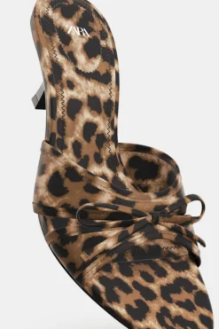 New SANDALIA TACÓN ESTAMPADO ANIMAL Mujer Zapatos