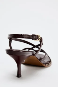 Online SANDALIA TACÓN PIEL PESPUNTE Mujer Zapatos