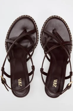 Online SANDALIA TACÓN PIEL PESPUNTE Mujer Zapatos