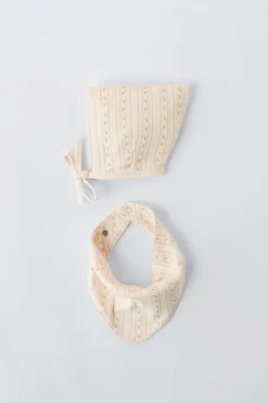 Niños ZARA 1½ - 6 Años·Accesorios|1½ - 6 Años·Accesorios<SET CAPOTA Y BANDANA POINTELLE FLORECITAS