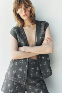 Discount SHORTS BORDADOS CON LINO ZW COLLECTION Mujer Faldas / Shorts