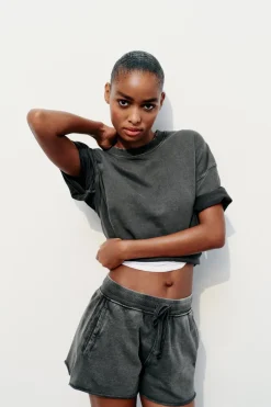 Sale SHORTS FELPA EFECTO LAVADO Mujer Faldas / Shorts