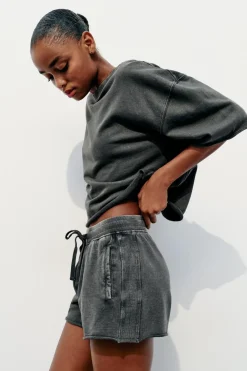 Sale SHORTS FELPA EFECTO LAVADO Mujer Faldas / Shorts