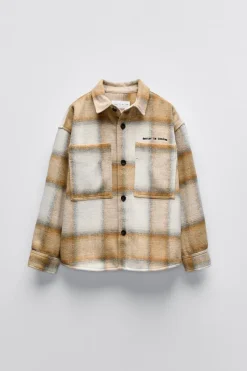 Niños ZARA 6 - 14 Años·Camisas / Sobrecamisas<SOBRECAMISA CUADROS BOLSILLOS
