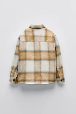 Niños ZARA 6 - 14 Años·Camisas / Sobrecamisas<SOBRECAMISA CUADROS BOLSILLOS