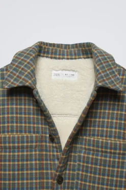 Niños ZARA 6 - 14 Años·Camisas / Sobrecamisas<SOBRECAMISA CUADROS BORREGUILLO