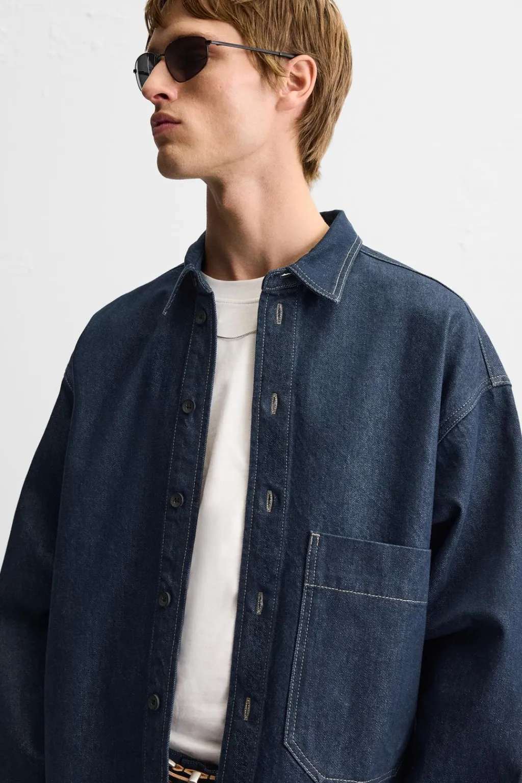 Fashion SOBRECAMISA DENIM BOLSILLO Hombre Sobrecamisas