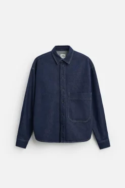 Fashion SOBRECAMISA DENIM BOLSILLO Hombre Sobrecamisas