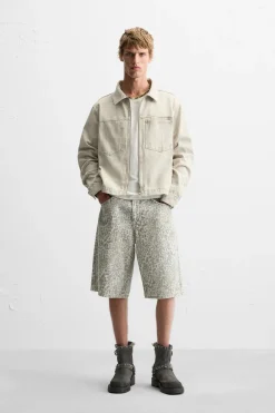 Clearance SOBRECAMISA DENIM CROPPED FIT Hombre Sobrecamisas