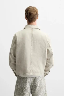 Clearance SOBRECAMISA DENIM CROPPED FIT Hombre Sobrecamisas