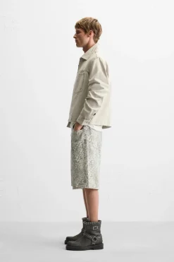 Clearance SOBRECAMISA DENIM CROPPED FIT Hombre Sobrecamisas