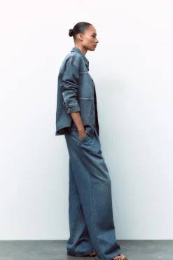 Best SOBRECAMISA DENIM TRF Mujer Chaquetas / Cazadoras