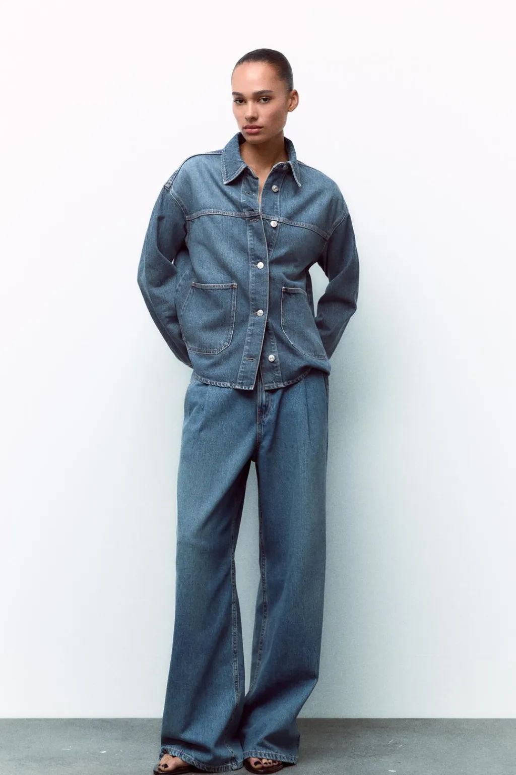 Best SOBRECAMISA DENIM TRF Mujer Chaquetas / Cazadoras