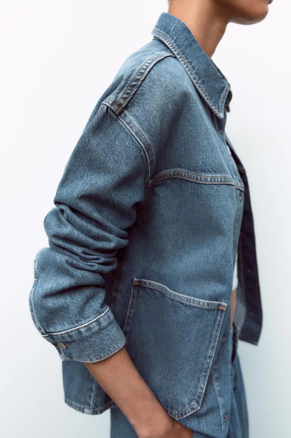 Best SOBRECAMISA DENIM TRF Mujer Chaquetas / Cazadoras