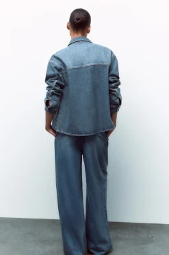 Best SOBRECAMISA DENIM TRF Mujer Chaquetas / Cazadoras