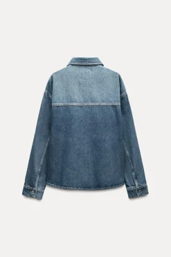 Best SOBRECAMISA DENIM TRF Mujer Chaquetas / Cazadoras