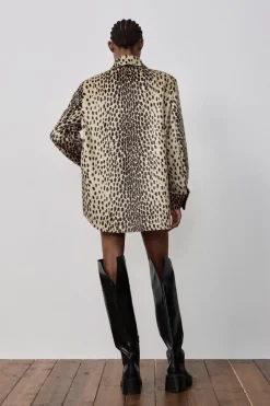 Sale SOBRECAMISA EFECTO PELO ESTAMPADO ANIMAL Mujer Chaquetas / Cazadoras