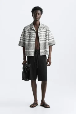 Outlet SOBRECAMISA JACQUARD GEOMÉTRICO Hombre Camisas