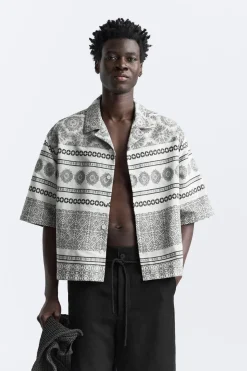 Outlet SOBRECAMISA JACQUARD GEOMÉTRICO Hombre Camisas