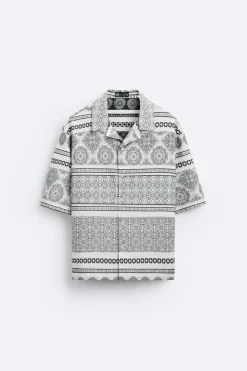 Outlet SOBRECAMISA JACQUARD GEOMÉTRICO Hombre Camisas