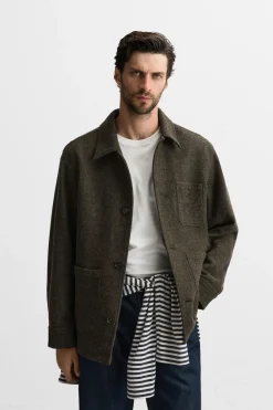 New SOBRECAMISA LANA BOLSILLOS Hombre Sobrecamisas