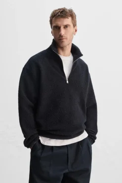 Outlet SUDADERA BOUCLÉ CREMALLERA CUELLO Hombre Sudaderas