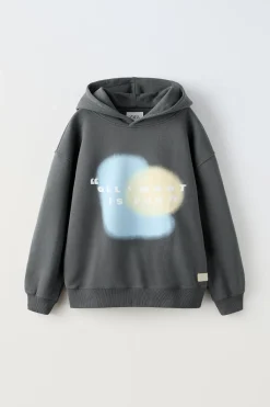 Niños ZARA 6 - 14 Años·Sudaderas<SUDADERA CAPUCHA EFECTO LAVADO
