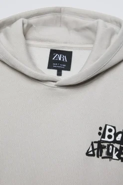 Niños ZARA 6 - 14 Años·Sudaderas<SUDADERA CAPUCHA ESTAMPADA