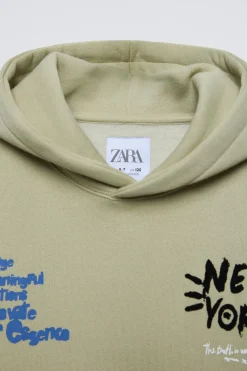 Niños ZARA 6 - 14 Años·Sudaderas<SUDADERA CAPUCHA TEXTO