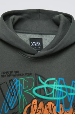 Niños ZARA 6 - 14 Años·Sudaderas<SUDADERA CAPUHCA GRAFFITI