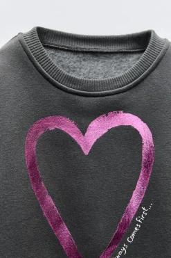 Niños ZARA 1½ - 6 Años·Sudaderas|1½ - 6 Años·Total Look<SUDADERA CORAZÓN BRILLO